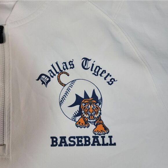New Era Dallas Tigers Baseball Mens Size XL White 1/4 Zipper Cage Jacket - Picture 4 of 15